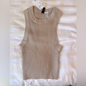 H&M Tan Ribbed Fitted  Crop Tank Top